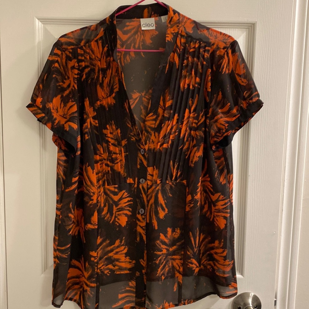 Cleo sheer floral blouse button up
